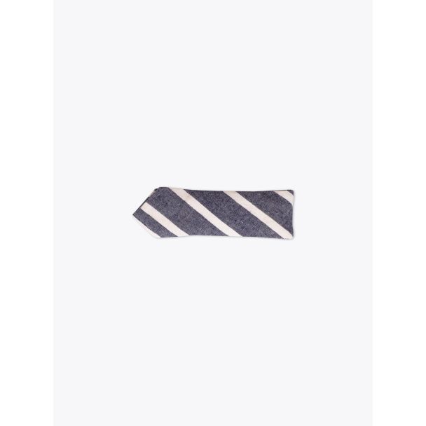 The Hill-Side Bow Tie Cotton/Linen Narrow Border Stripe Front View