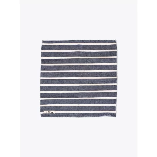 The Hill-Side Pocket Square Cotton/Linen Narrow Border Stripe  Front View