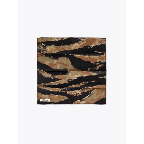 The Hill-Side Pocket Square Cotton Ripstop Bleeding Tiger Camo Front View