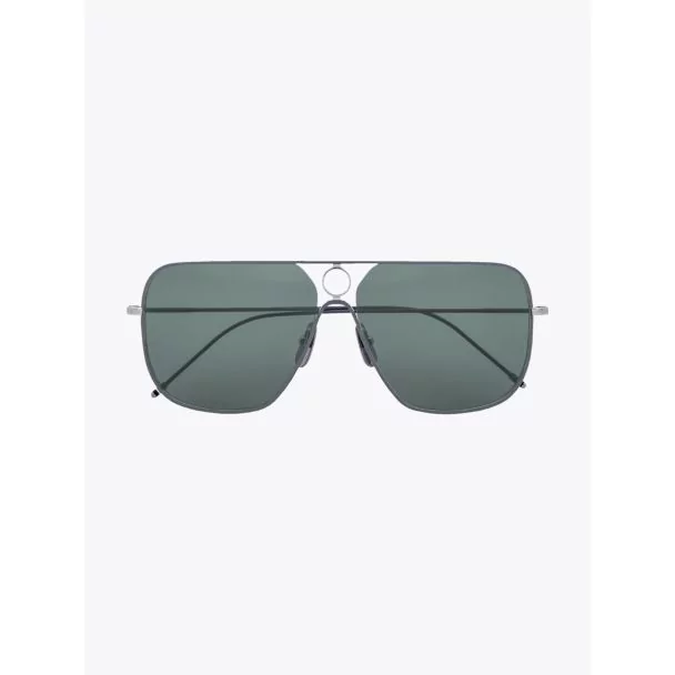 Thom Browne TB-114 Aviator Sunglasses Silver / Grey Enamel / Grey 1