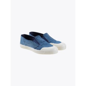 Novesta Slip-On Recycled Blue Denim Sneakers - E35 Shop
