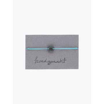 Barbara Zuna-Kratky Smooth Silver Blackened Ring 11 Cord Bracelet Aquamarine - E35 Shop