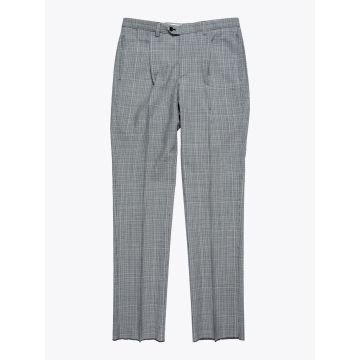 Salvatore Piccolo Grey/Black Checked Pleated Pants - E35 Shop