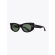 Akoni Aquila Oval-Frame Black Acetate Sunglasses three-quarter view