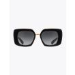 Akoni Sunglasses Virgo Square Black/Yellow Gold front view