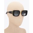 Akoni Sunglasses Virgo Square Black/Yellow Gold with mannequin three-quarter view