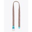 Anderson's Suede-Trimmed Elasticated Belt Sky-Green-Gold-Red Open View
