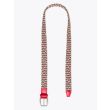 Anderson's Leather-Trimmed Elasticated Belt Red-Green-Yellow-Blue Open View