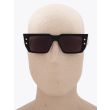 Balmain B-VI Square-Frame Black/Gold-Tone Sunglasses with mannequin front view