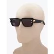 Balmain B-VI Square-Frame Black/Gold-Tone Sunglasses with mannequin three-quarter left view