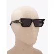 Balmain B-VI Square-Frame Black/Gold-Tone Sunglasses with mannequin three-quarter right view