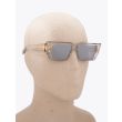 Balmain B-VI Square-Frame Grey Crystal Sunglasses with mannequin three-quarter right view