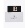 Balmain B-VI Square-Frame Black/Gold-Tone Sunglasses with case and box front view