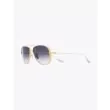 Subsystem - Dita Sunglasses Aviator Yellow Gold/Silver front view three-quarter
