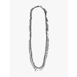 Goti CN1171W Silver Necklace w/Cotton Black Front View