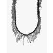 Goti CN1171W Silver Necklace w/Cotton Black Chain Details