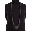 Goti CN1171W Silver Necklace w/Cotton Black Front View