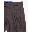 Giab's Archivio Cocktail Wool Pleated Pants Check Brown / Navy Blue 4