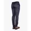 Giab's Archivio Verdi Pleated Pants Cotton Navy Blue Three-quarter Back View 