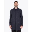 Harris Wharf London Man Mac Coat Rought Tartan Blue Grey Full View