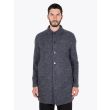 Harris Wharf London Man Mac Coat Rought Tartan Middle Grey Full View