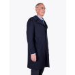 Salvatore Piccolo Duster Coat in Navy Blue Wool Three-quarter View