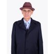 Salvatore Piccolo Duster Coat in Navy Blue Wool Front View Details