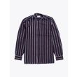 Salvatore Piccolo Grandad-Collar Shirt Striped Navy Blue 2