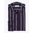 Salvatore Piccolo Grandad-Collar Shirt Striped Navy Blue 1