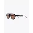 Thom Browne TB-416 Aviator Sunglasses Navy Tortoise Three-quarters View