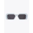 Vava White Label 0053 Rectangular-Frame Sunglasses Aqua Haze with temples opened front view