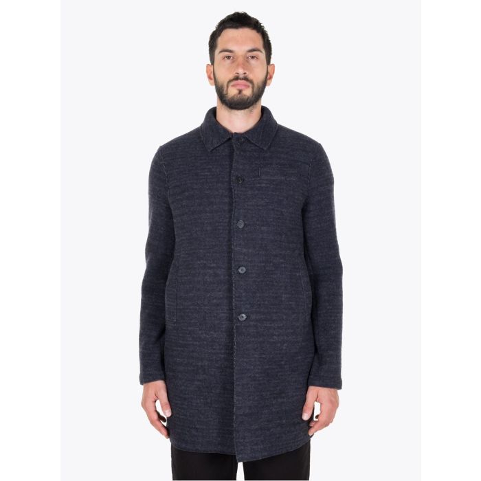 Harris Wharf London Mac Tartan Coat Blue/Grey - E35 Shop
