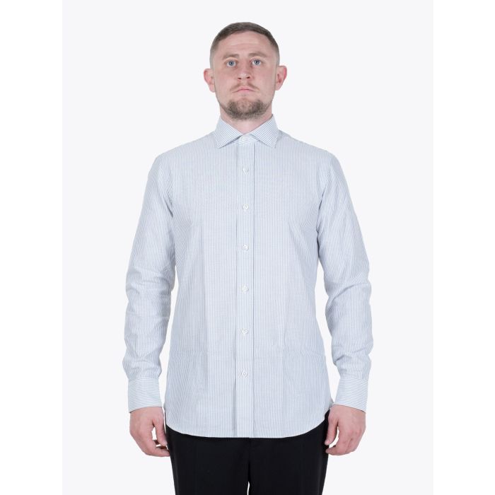 Salvatore Piccolo Striped Blue Cotton Oxford Shirt - E35 Shop