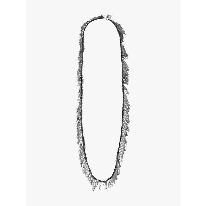 Goti Necklace CN1171 Silver Chain & Cotton Ribbon - E35 Shop Goti Necklace CN1171 Silver Chain & Cotton Ribbon - E35 Shop