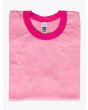 American Apparel M434 Men’s S/S Gym T-shirt Mélange Pink/Fuchsia Folded Front View