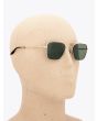 Akoni Sunglasses Europa Aviator-Style White Gold with mannequin view three-quarter