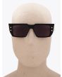 Balmain B-VI Square-Frame Black/Gold-Tone Sunglasses with mannequin front view