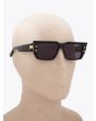Balmain B-VI Square-Frame Black/Gold-Tone Sunglasses with mannequin three-quarter right view