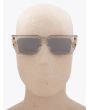 Balmain B-VI Square-Frame Grey Crystal Sunglasses with mannequin front view