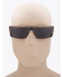 Balmain Wonder Boy III Shield-Shaped Gold/Black Sunglasses with mannequin front view