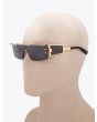 Balmain Wonder Boy III Shield-Shaped Gold/Black Sunglasses with mannequin three-quarter left view