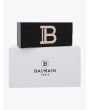 Balmain B-VI Square-Frame Black/Gold-Tone Sunglasses with case and box front view