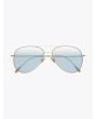 Cutler and Gross 1266 Aviator Sunglasses Gold Plated with Pale Light Blue Lens 1