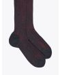 Gallo Long Socks Twin Ribbed Cotton Anthracite / Red 2