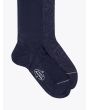 Gallo Long Socks Plain Wool Navy Blue 2