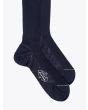 Gallo Long Socks Ribbed Wool Navy Blue 2