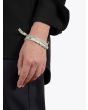 Goti Shield Bracelet Silver/White Front View with Model