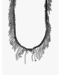 Goti CN1171W Silver Necklace w/Cotton Black Chain Details