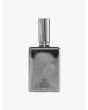 Back view of the silver-tone glass bottle of Goti Black perfume.
