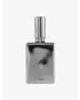 Back view of the silver-tone glass bottle of Goti Gray perfume.
